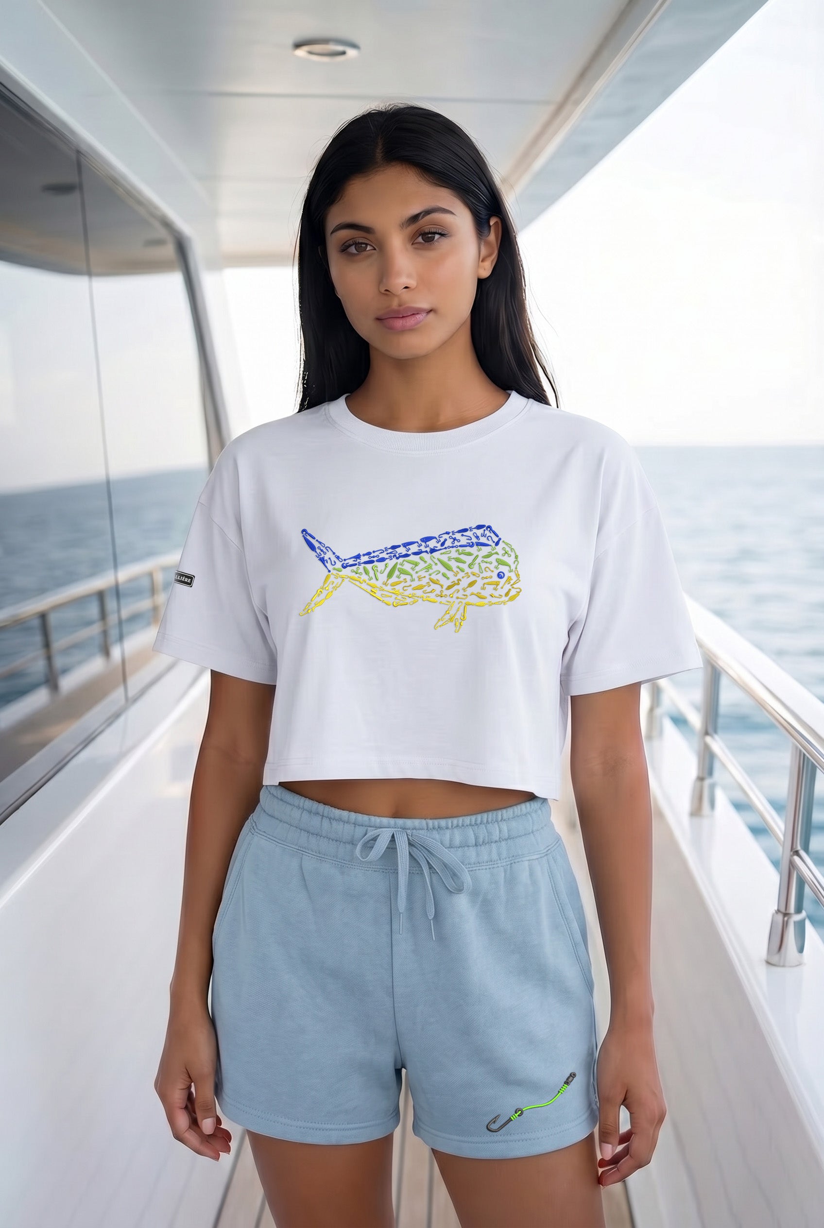 Womens "Hook & Line" Wave Wash Shorts