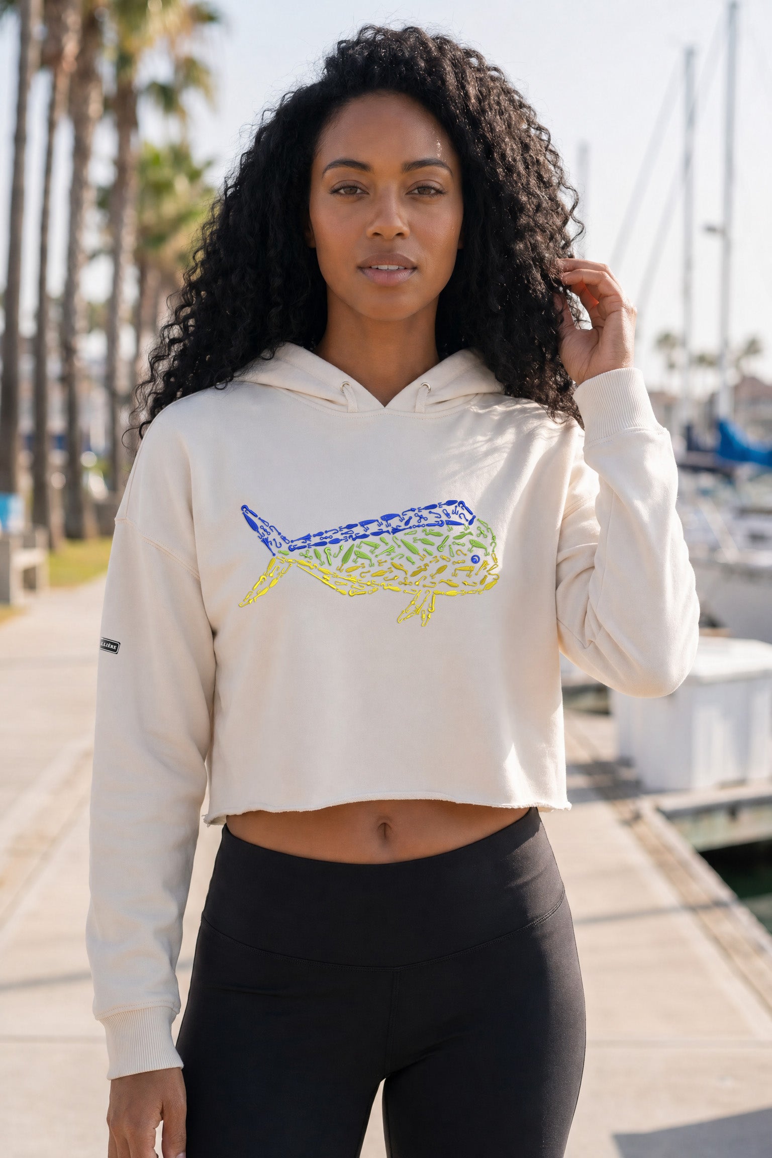 Embroidered Women's Mahi Mahi Crop Hoodie