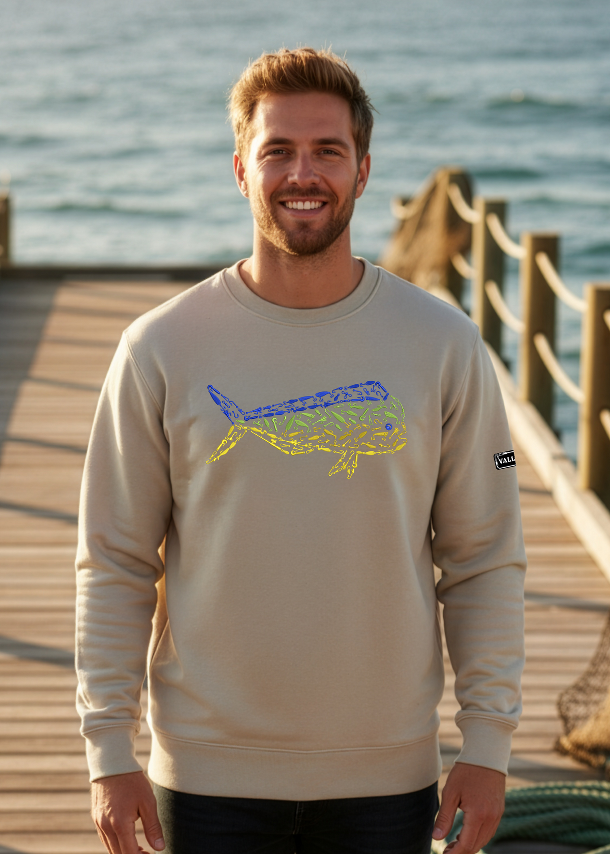 Premium Embroidered Mahi Mahi Relaxed Crew Crewneck