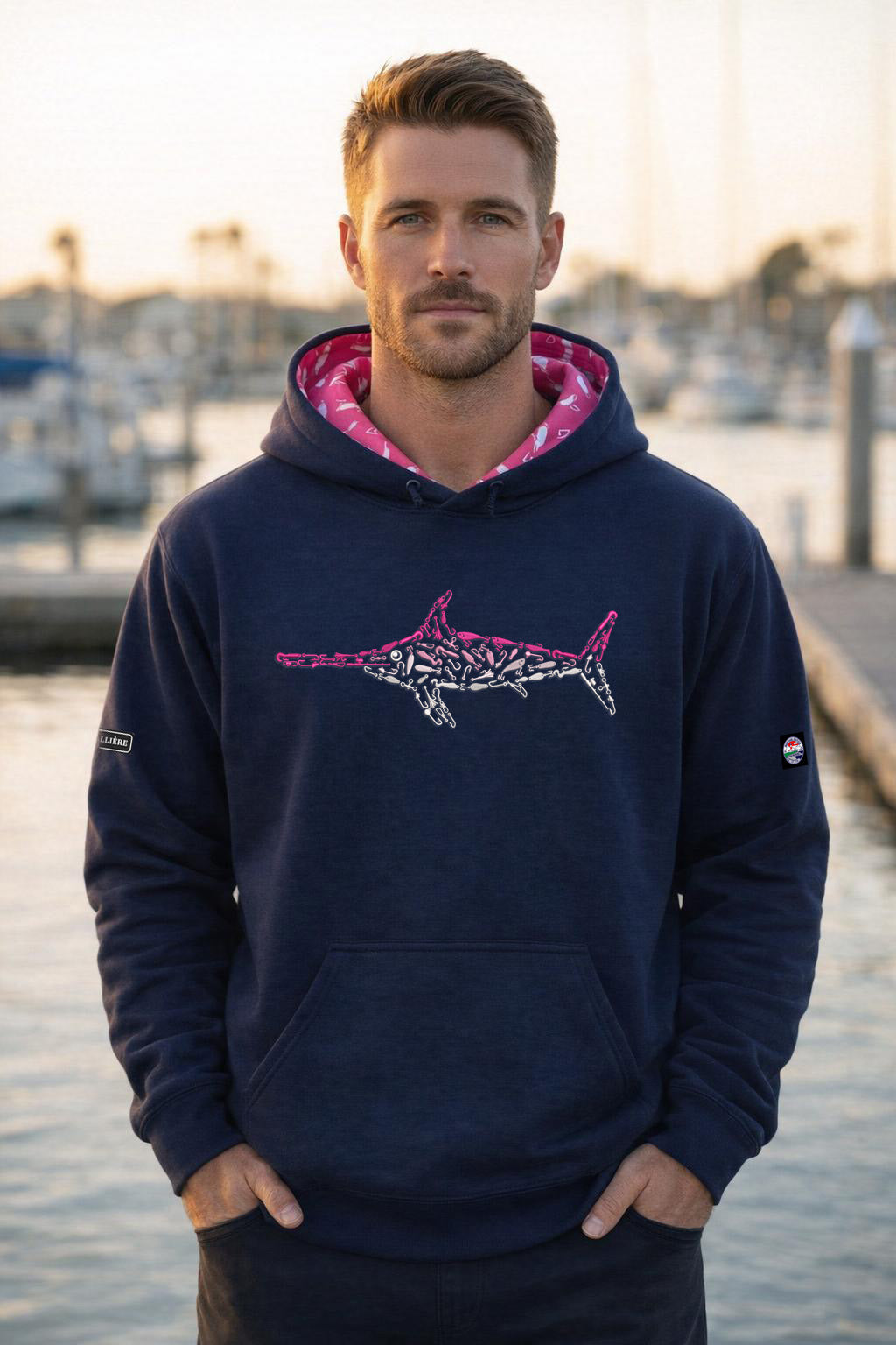 Montauk Edition Embroidered Pink Swordfish Hoodie