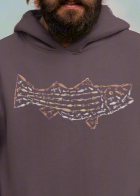 ESSENTIALS STRIPED BASS GRAPHIC PRINT HOODIE