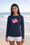 Womens American Flag Swimbait Edition GRAPHIC PRINT Lightweight Wicking UPF 50 Pro LS Tee