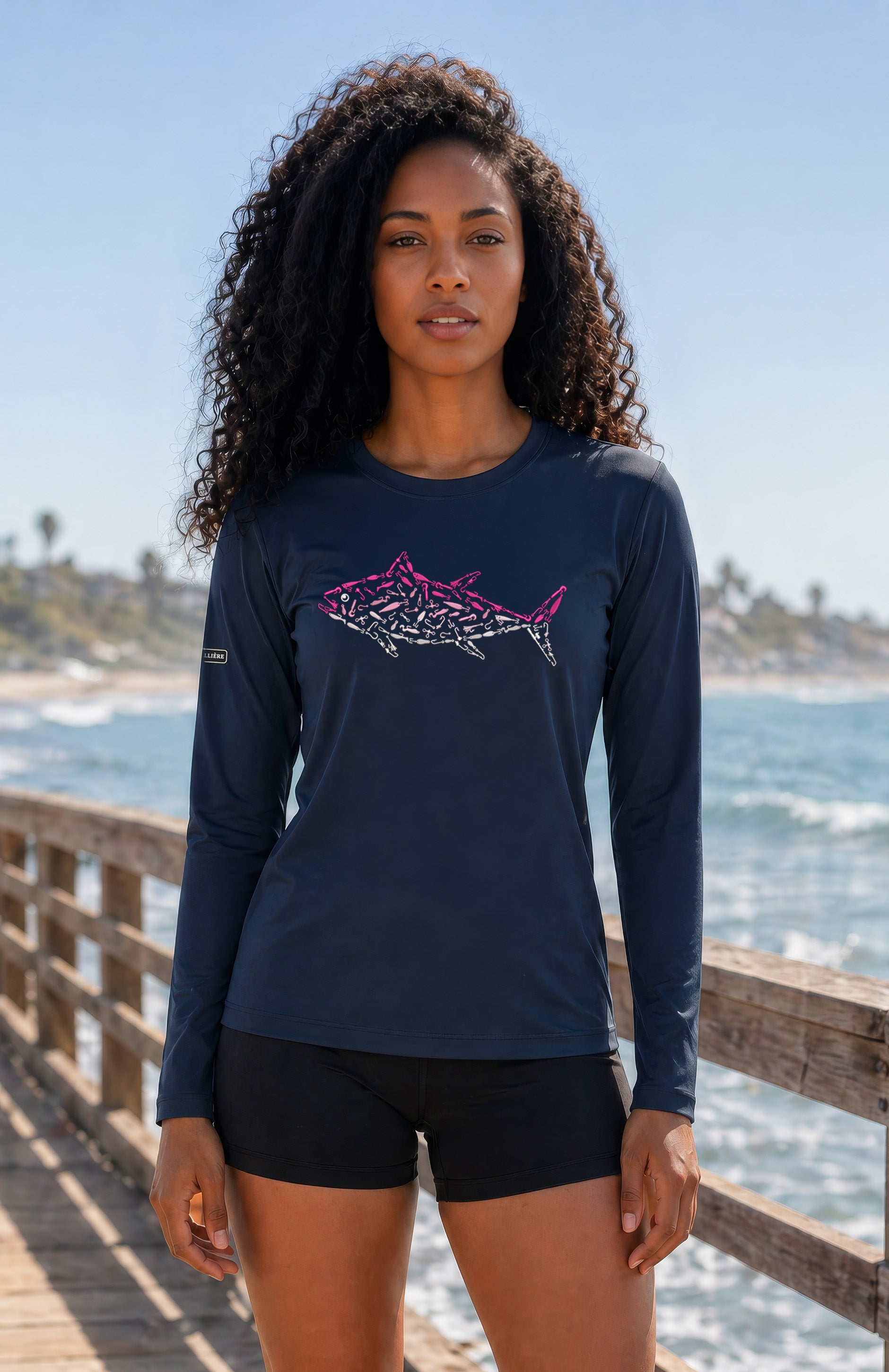 Womens Pink Tuna Lightweight Wicking UV Pro LS Tee