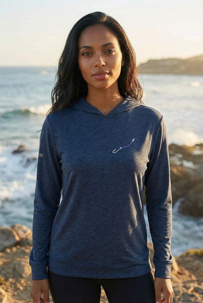 Ultra-Soft Tri-Blend Embroidered Hook & Line Wicking Hoodie (3 Fishing Line Colors)