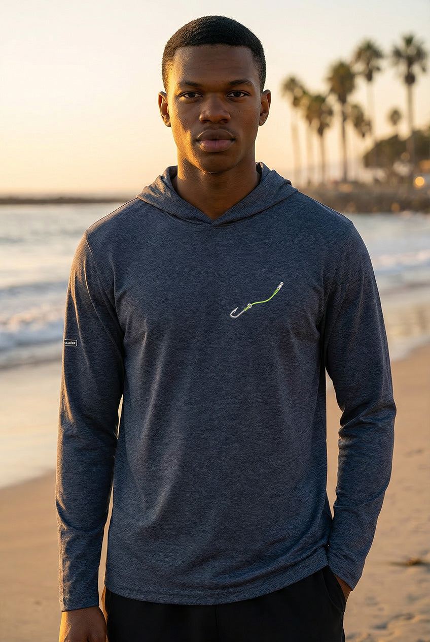 Ultra-Soft Tri-Blend Embroidered Hook & Line Wicking Hoodie (3 Fishing Line Colors)