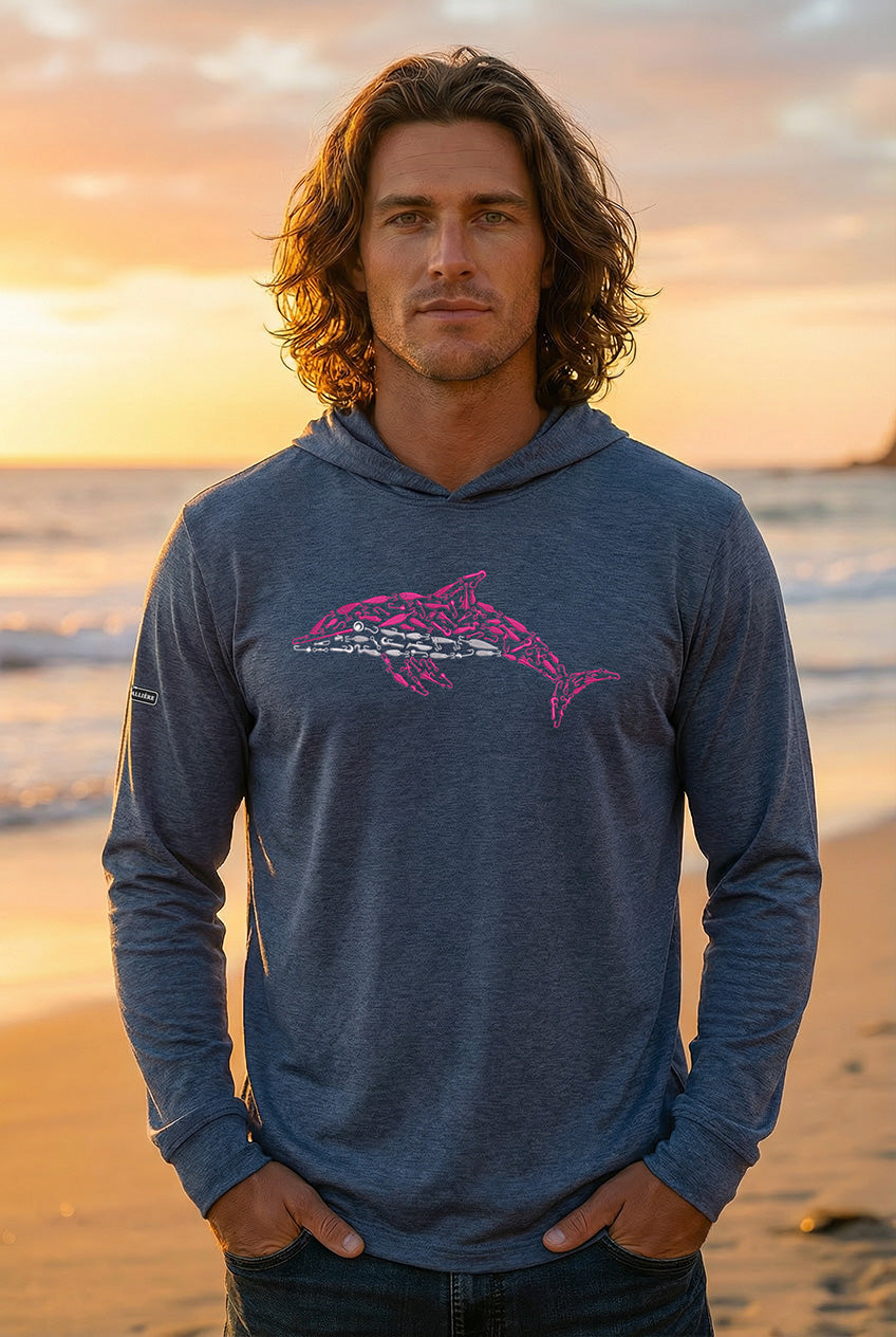 Ultra-Soft Tri-Blend Pink Dolphin Wicking Hoodie