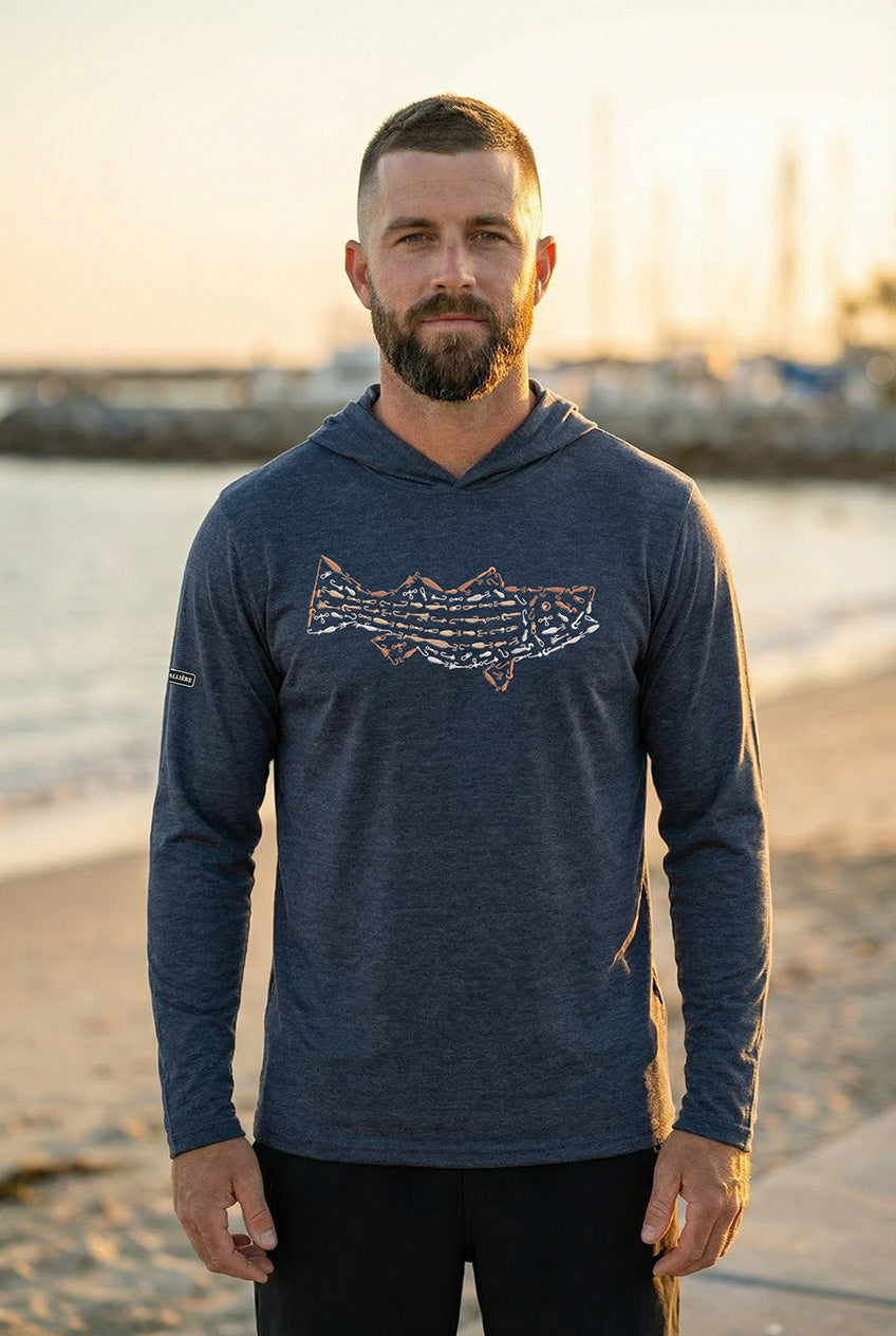 Ultra-Soft Tri-Blend Striped Bass Wicking Hoodie