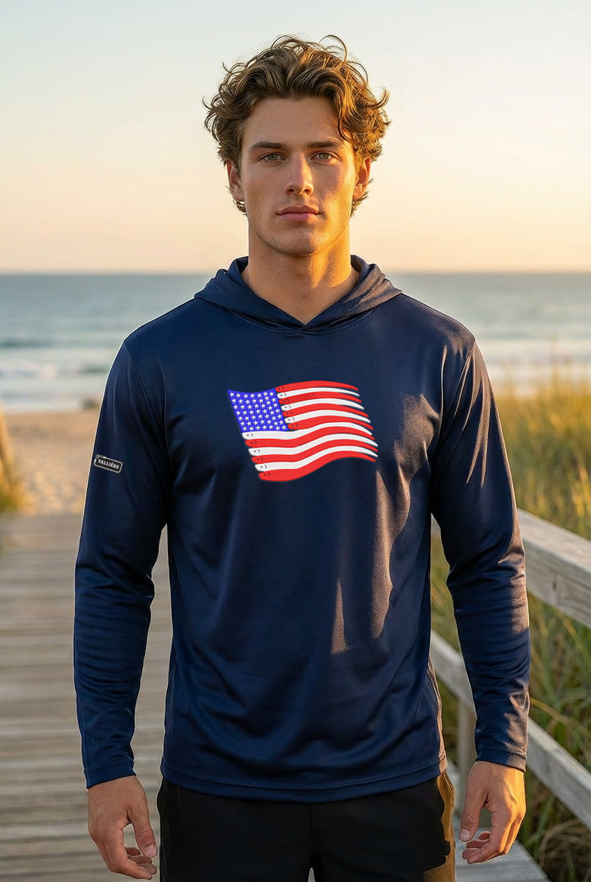 The American Flag "Swimbait Edition" UPF 50 Bahama Hooded Shirt