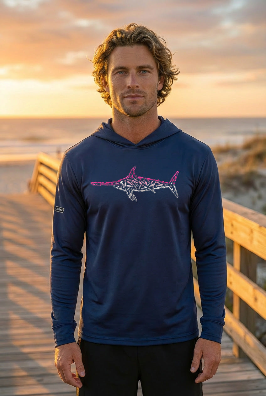Pink Swordfish Bahama Performance Hoodie