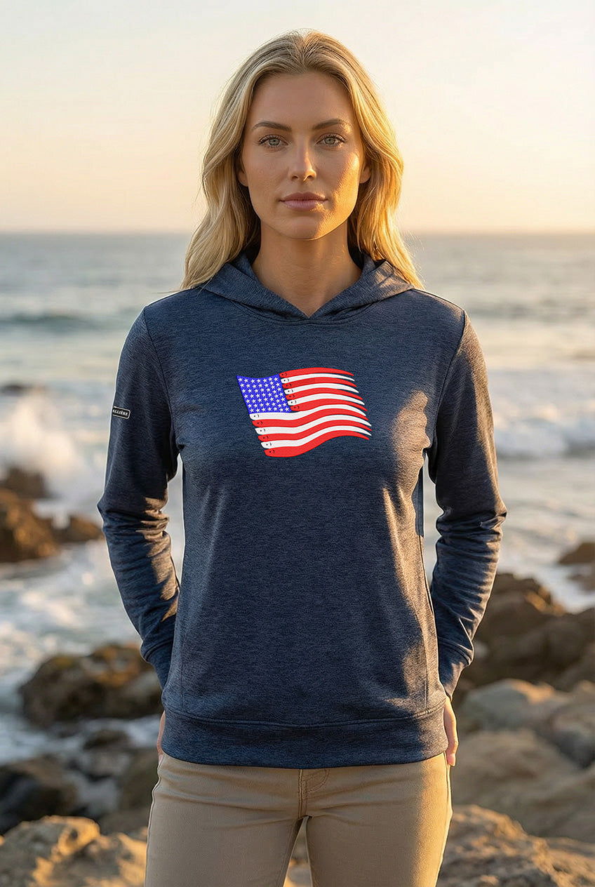 Ultra-Soft Tri-Blend American Flag Swimbait Edition Wicking Hoodie
