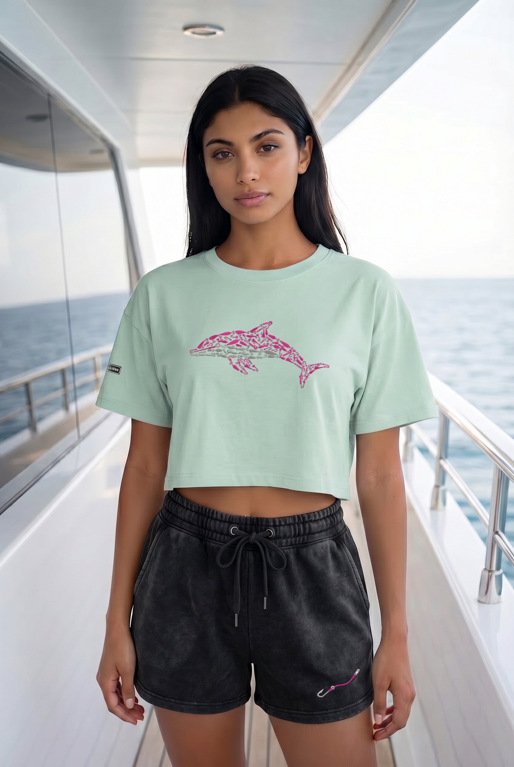 Womens "Hook & Line" Wave Wash Shorts