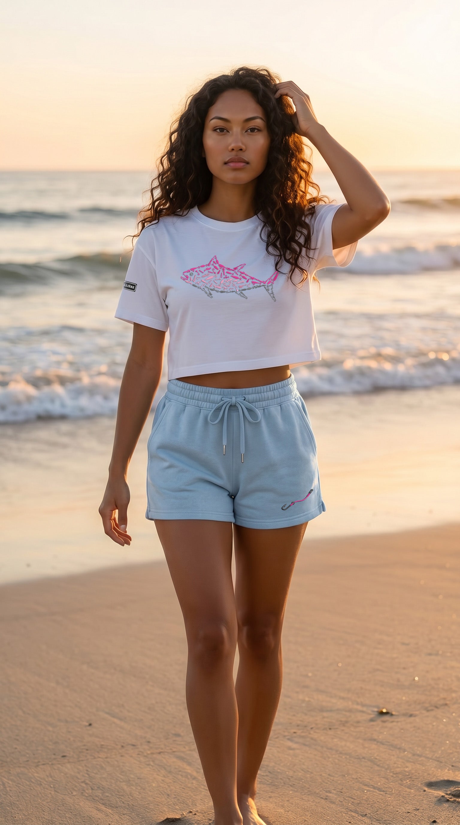 Womens "Hook & Line" Wave Wash Shorts