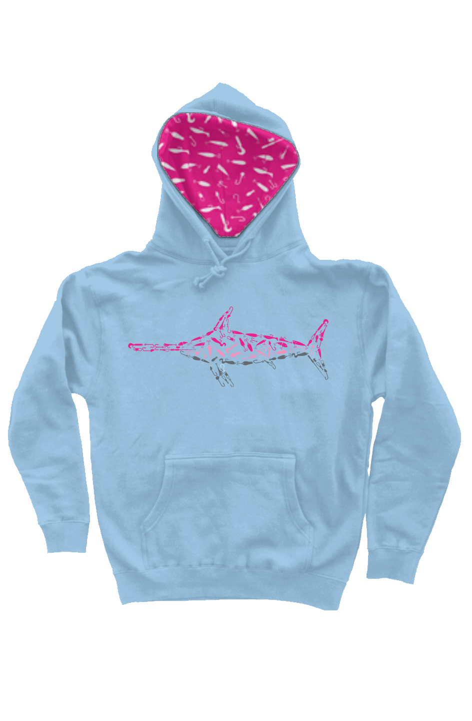 Embroidered Pink Swordfish Hoodie