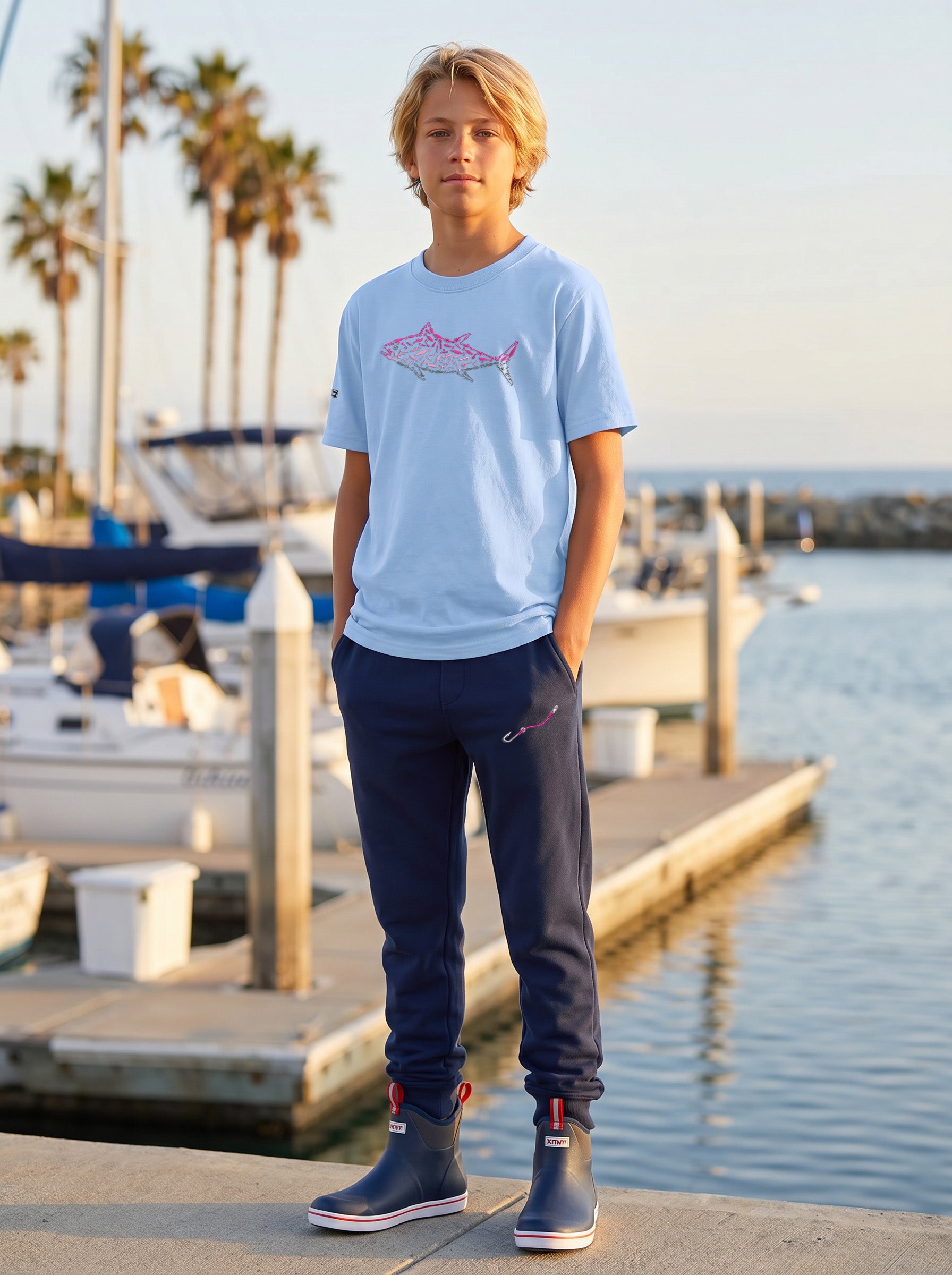 Embroidered Hook and Line Youth Jogger