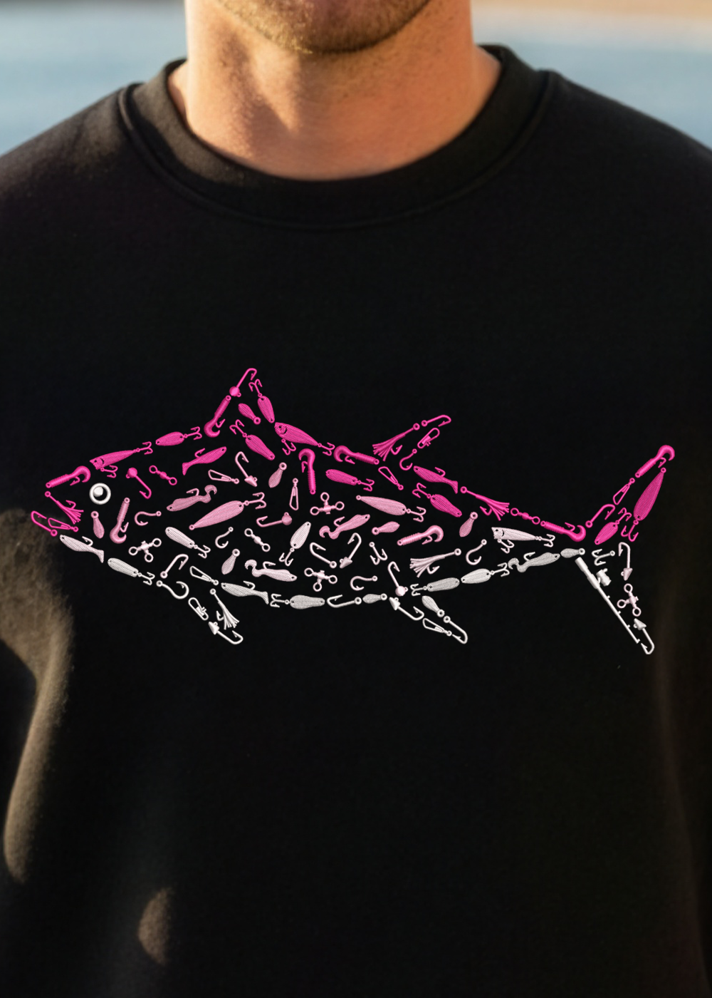 Premium Embroidered Pink Tuna Crew Crewneck