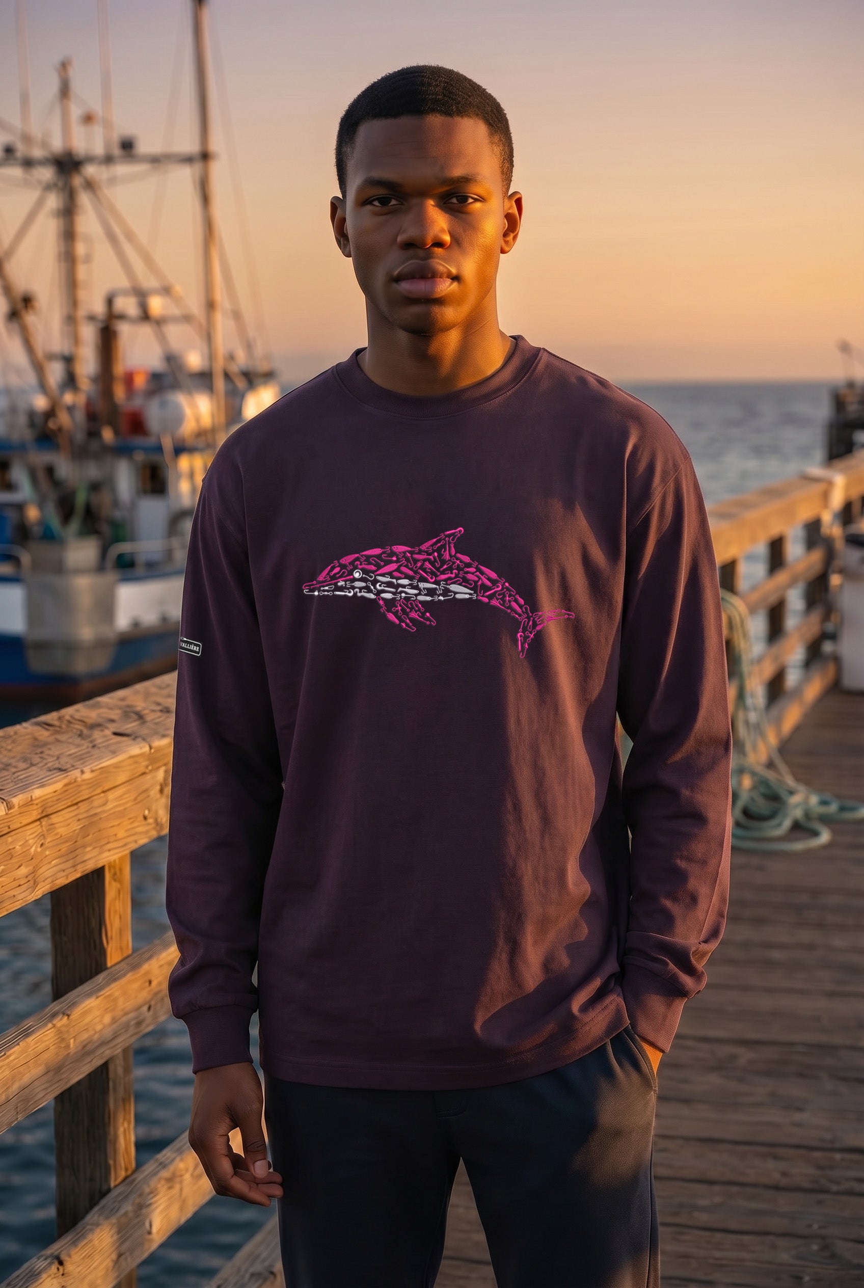 Premium Signature Long Sleeve Tee - Pink Dolphin