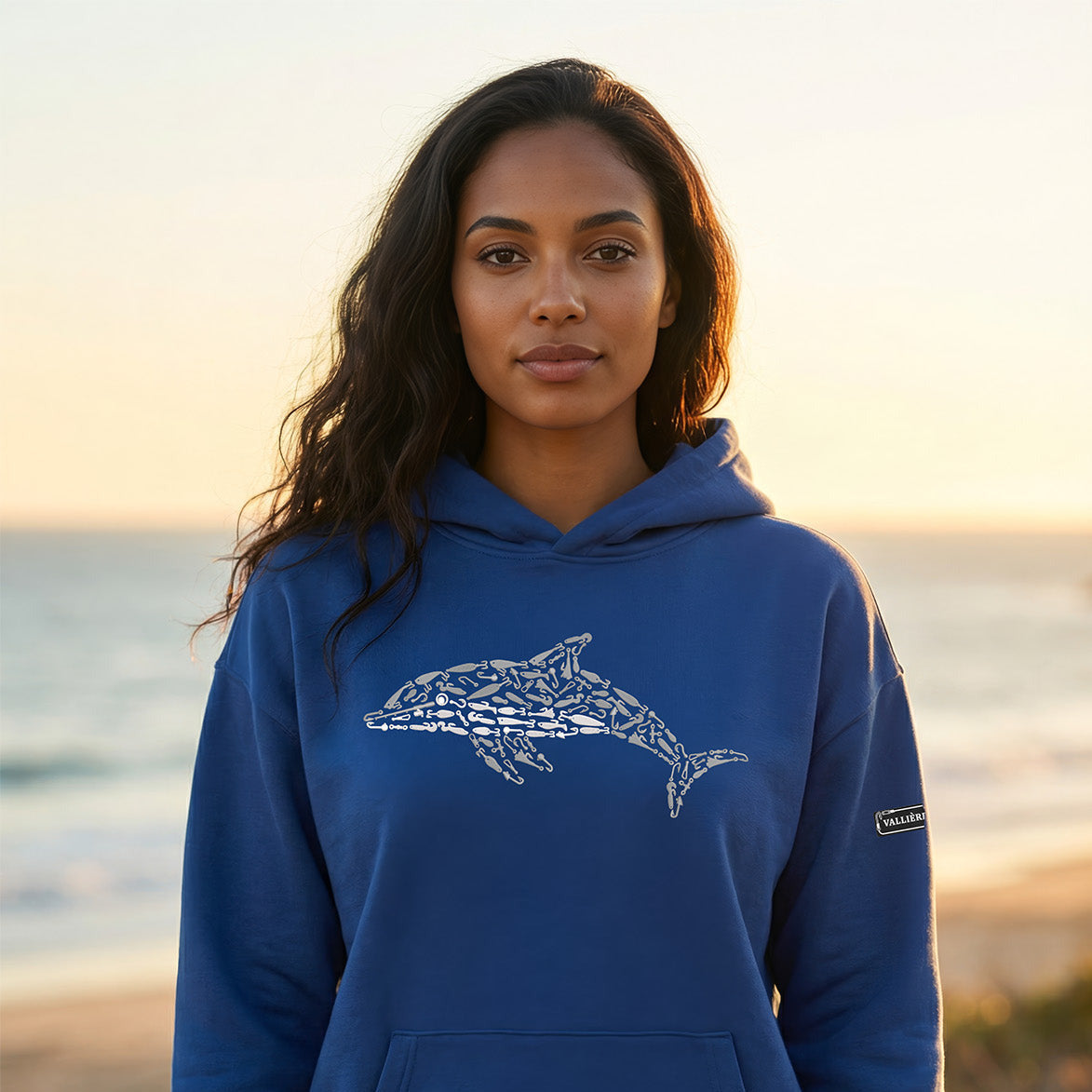 Premium Embroidered Dolphin Relaxed Hoodie