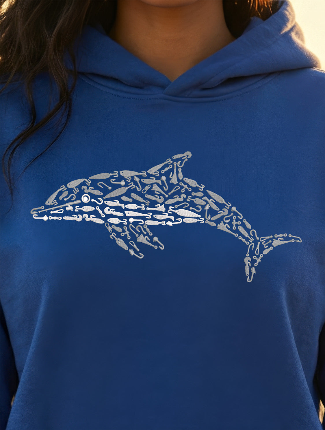 Premium Embroidered Dolphin Relaxed Hoodie