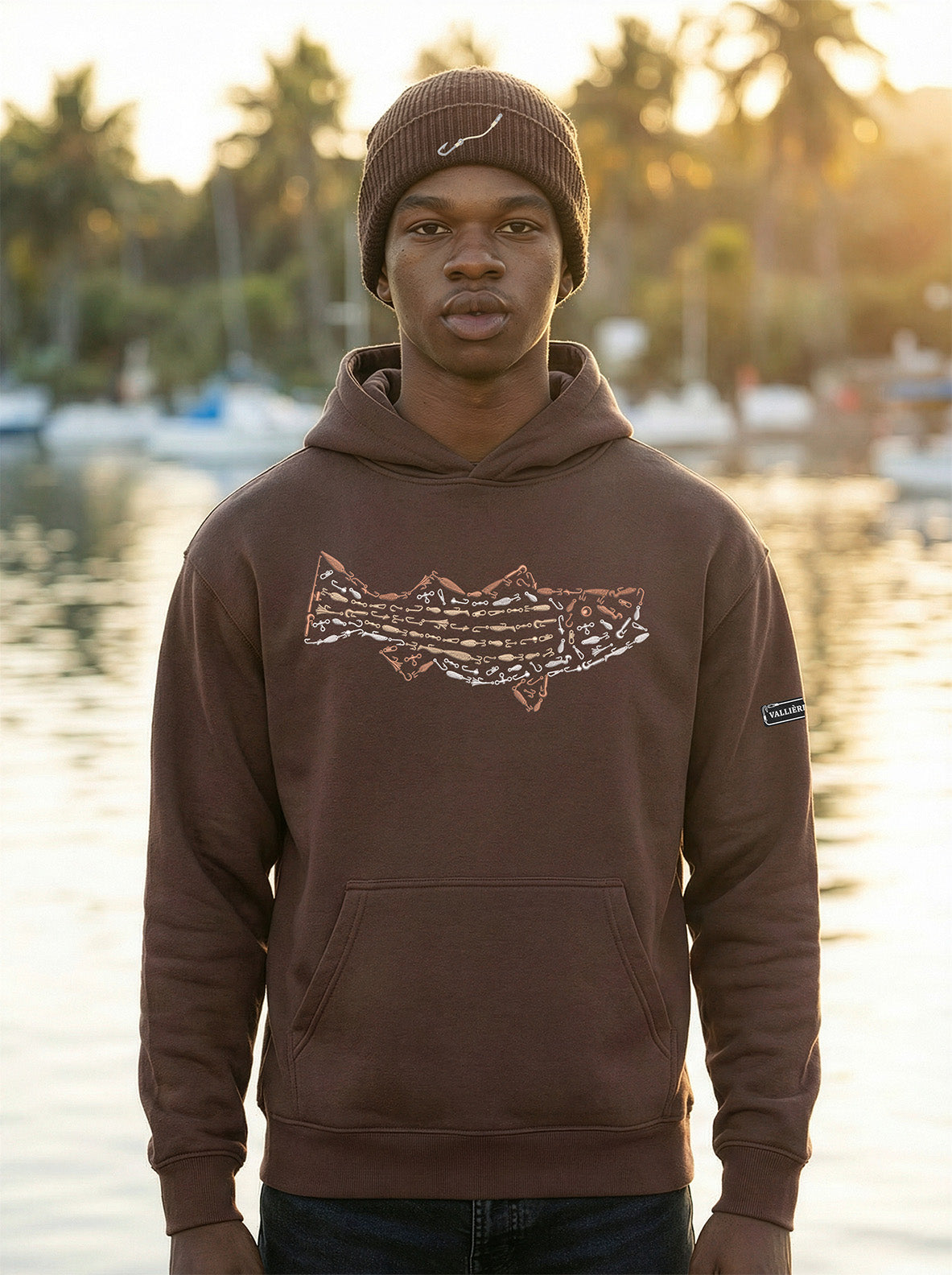 PREMIUM EMBROIDERED STRIPED BASS RELAXED HOODIE