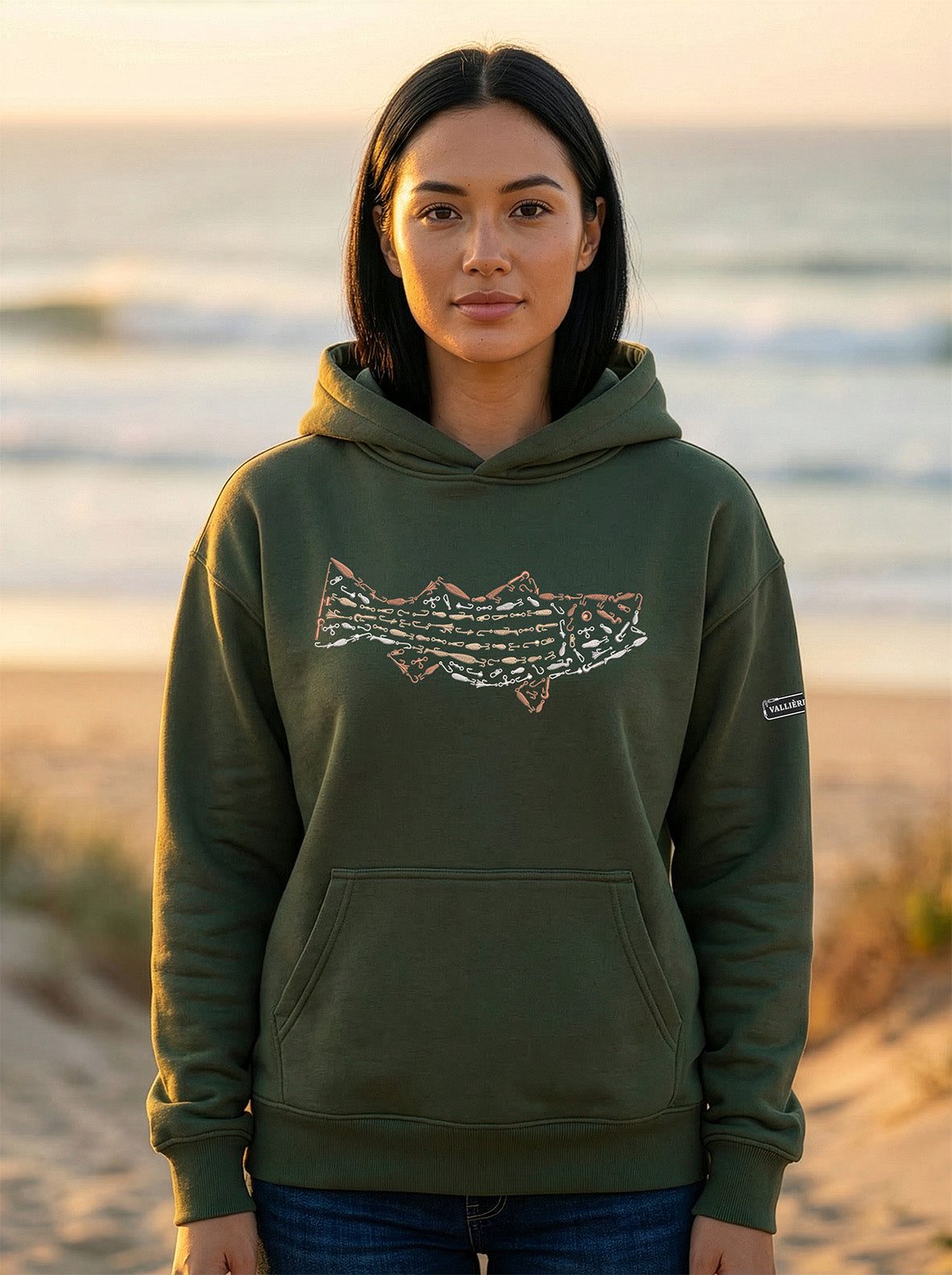 PREMIUM EMBROIDERED STRIPED BASS RELAXED HOODIE