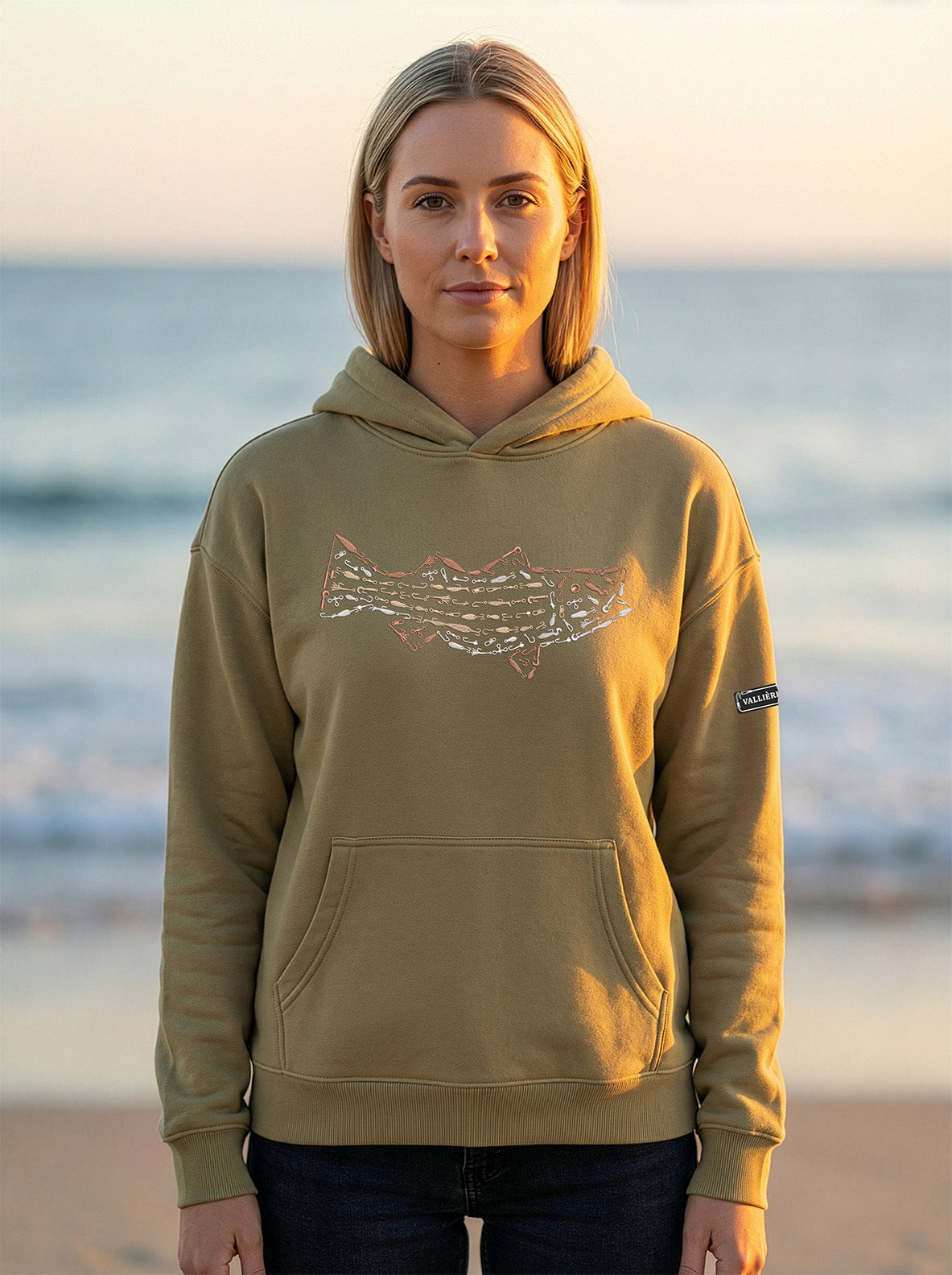 PREMIUM EMBROIDERED STRIPED BASS RELAXED HOODIE