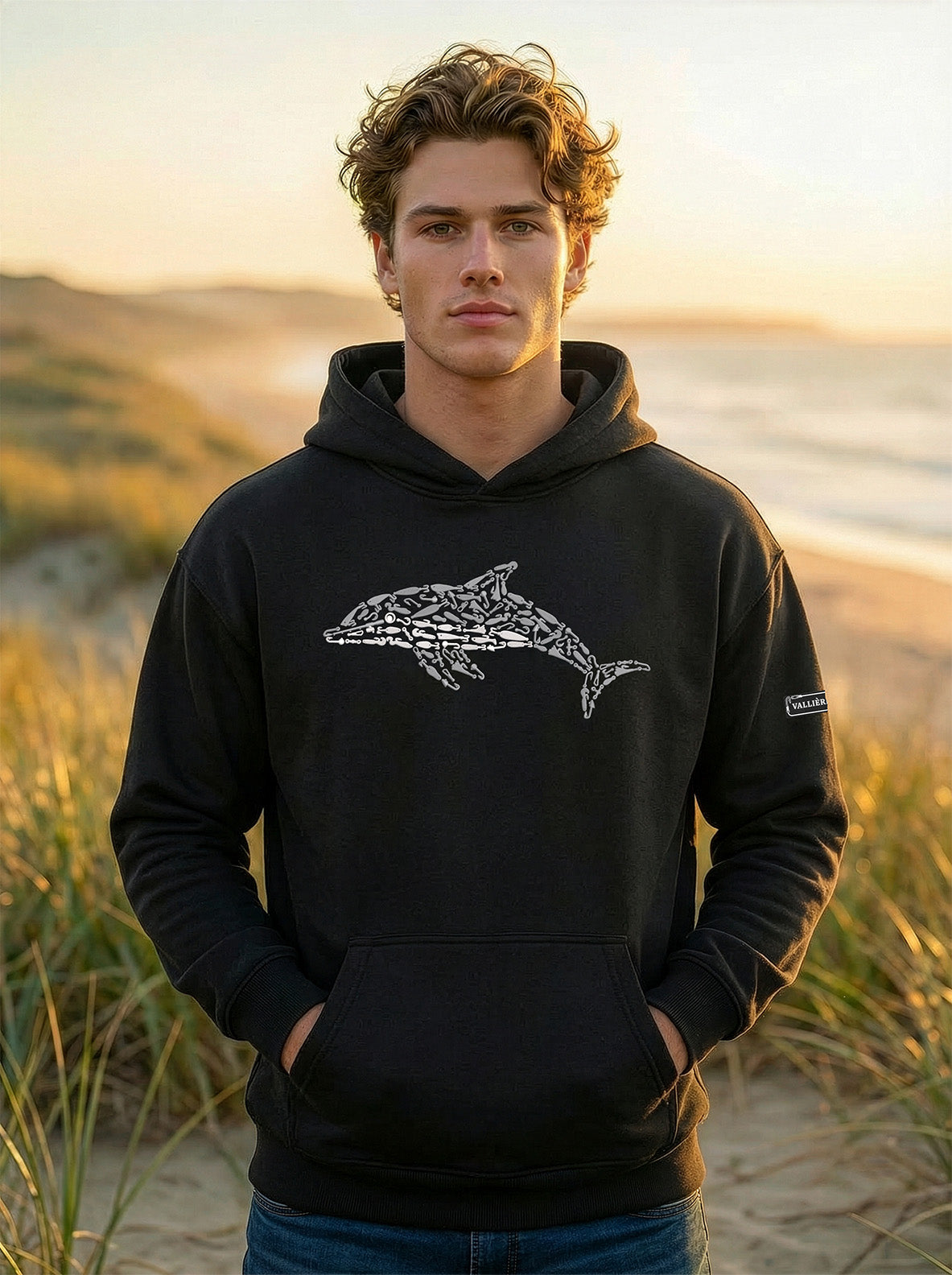 Premium Embroidered Dolphin Relaxed Hoodie