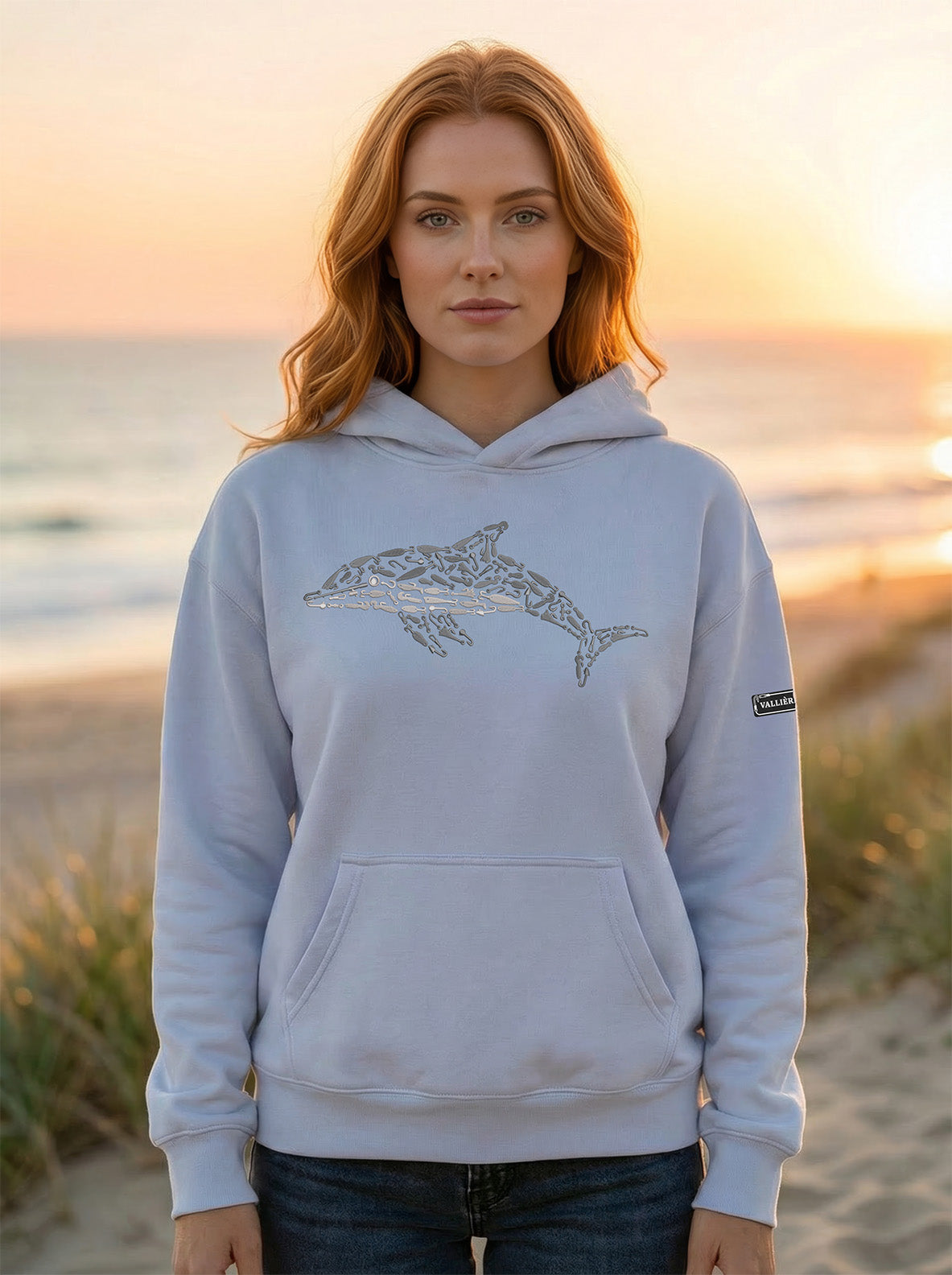 Premium Embroidered Dolphin Relaxed Hoodie