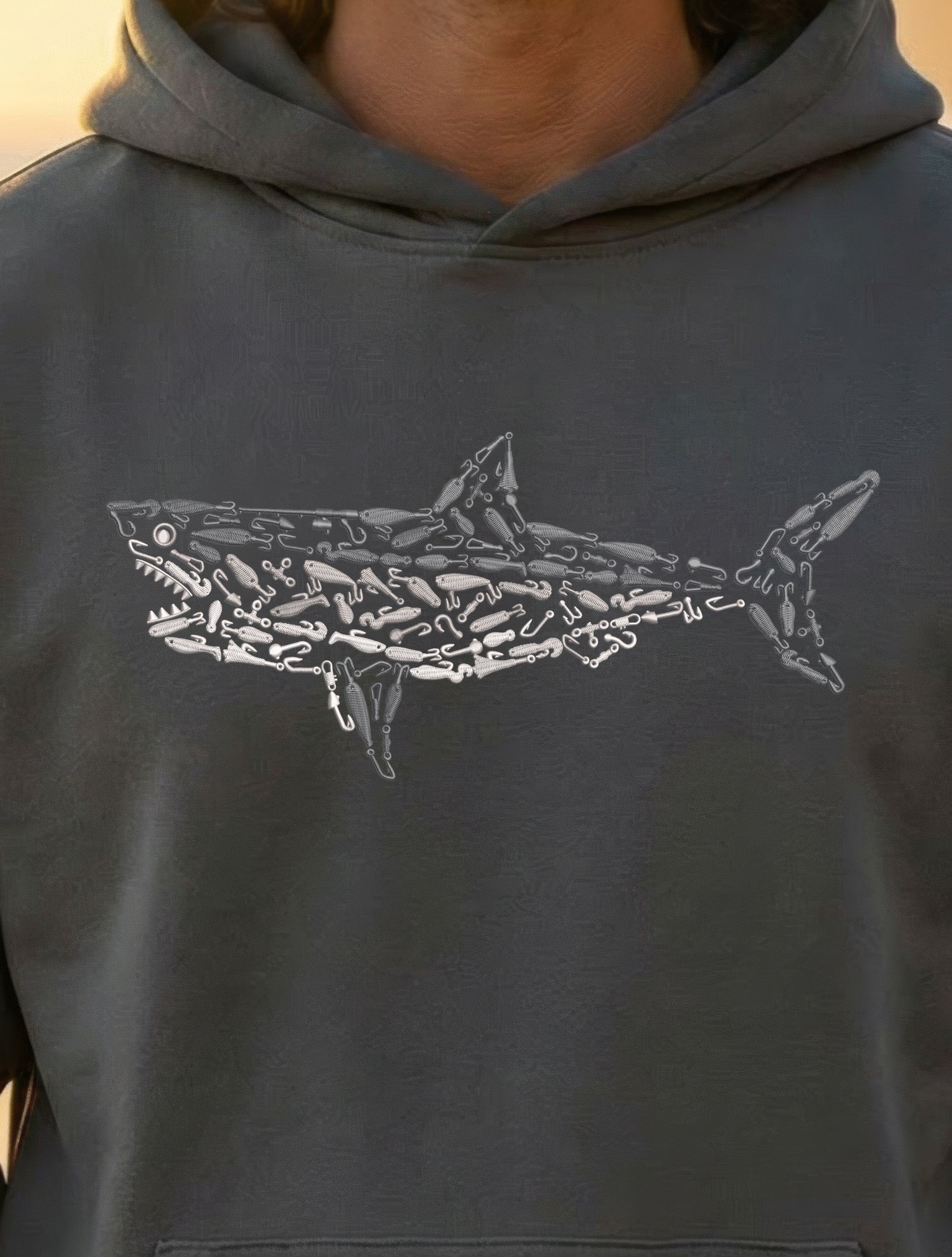 PREMIUM EMBROIDERED GREAT WHITE RELAX HOODIE