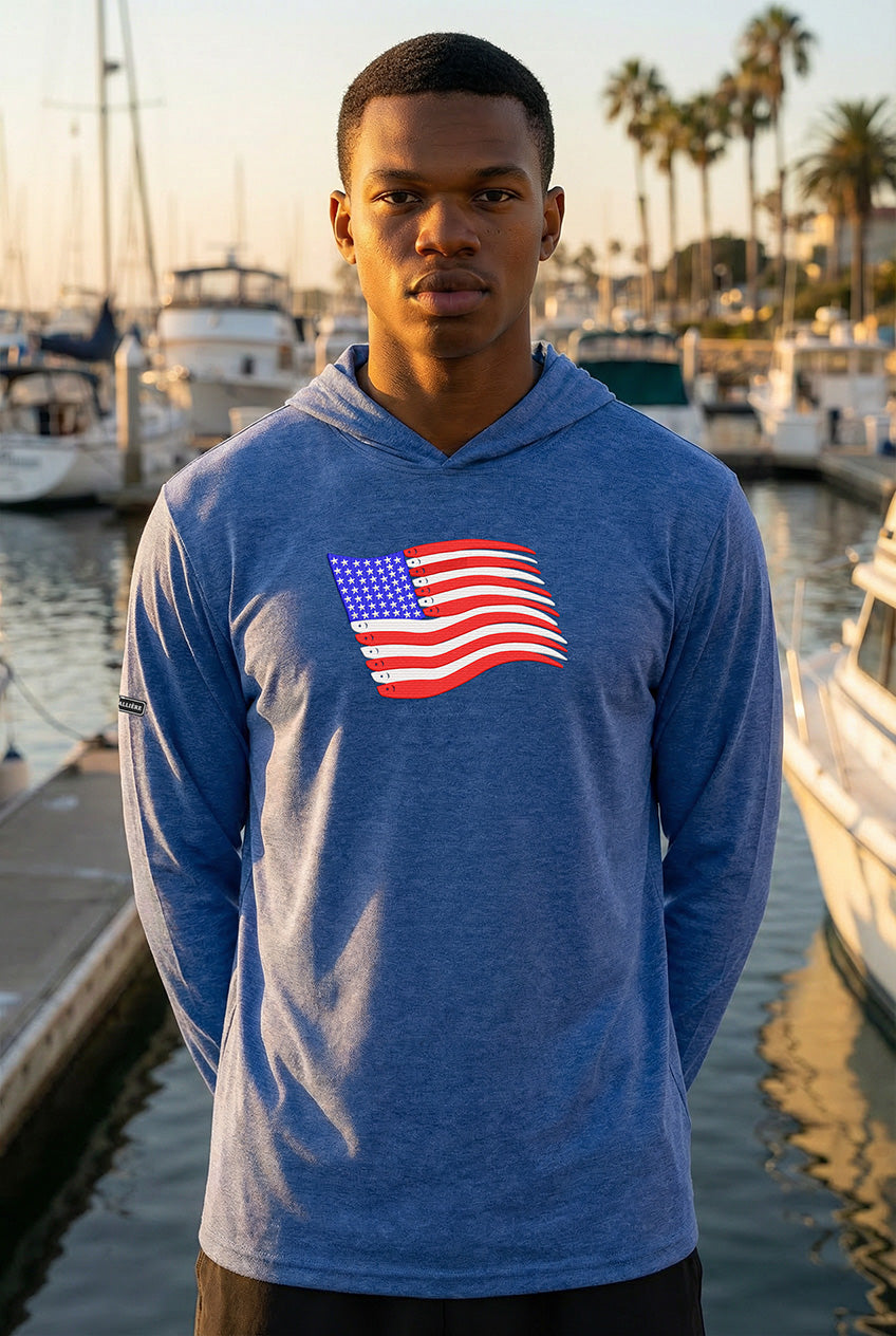 Ultra-Soft Tri-Blend American Flag Swimbait Edition Wicking Hoodie