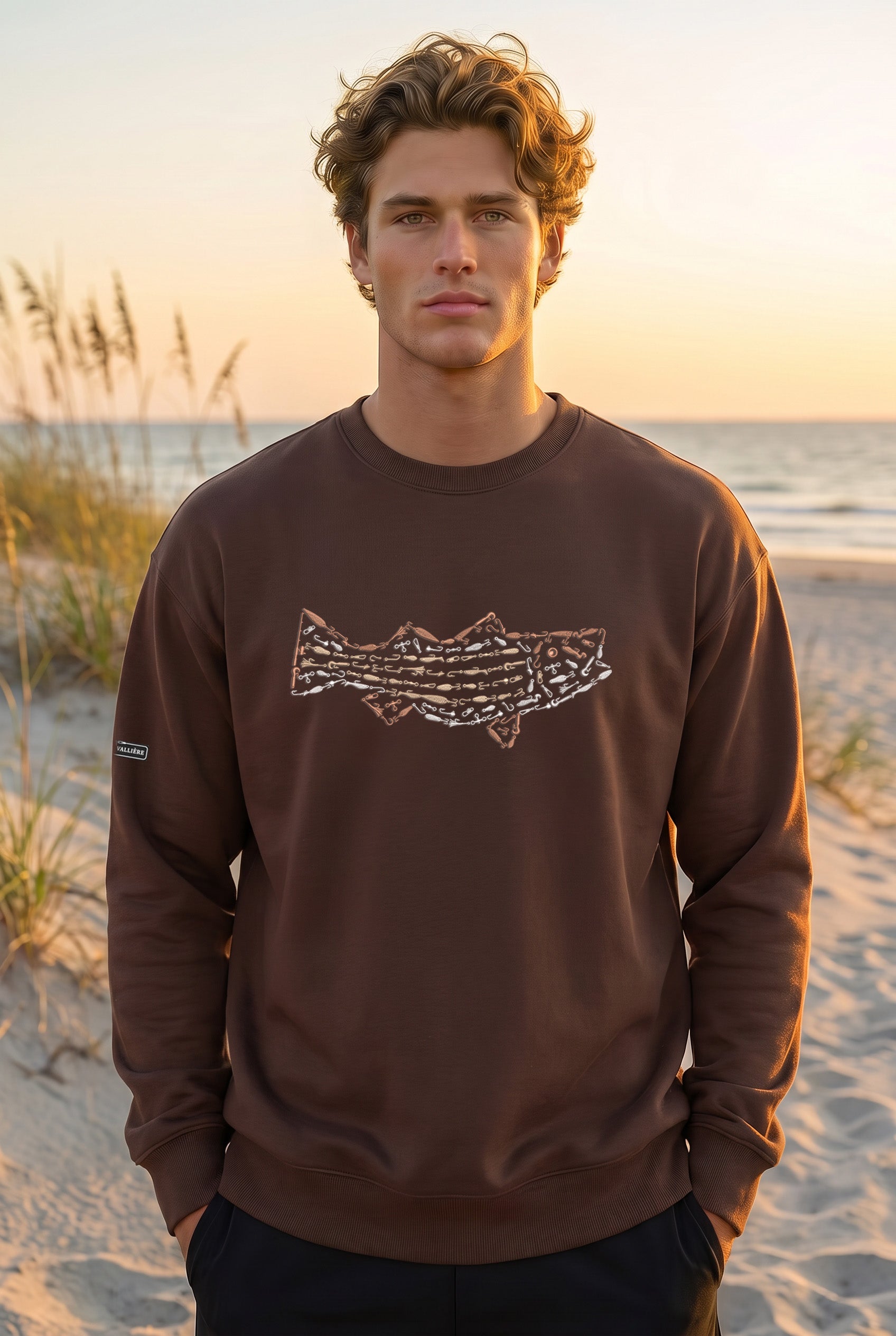 Premium Embroidered Relaxed Crewneck Striped Bass