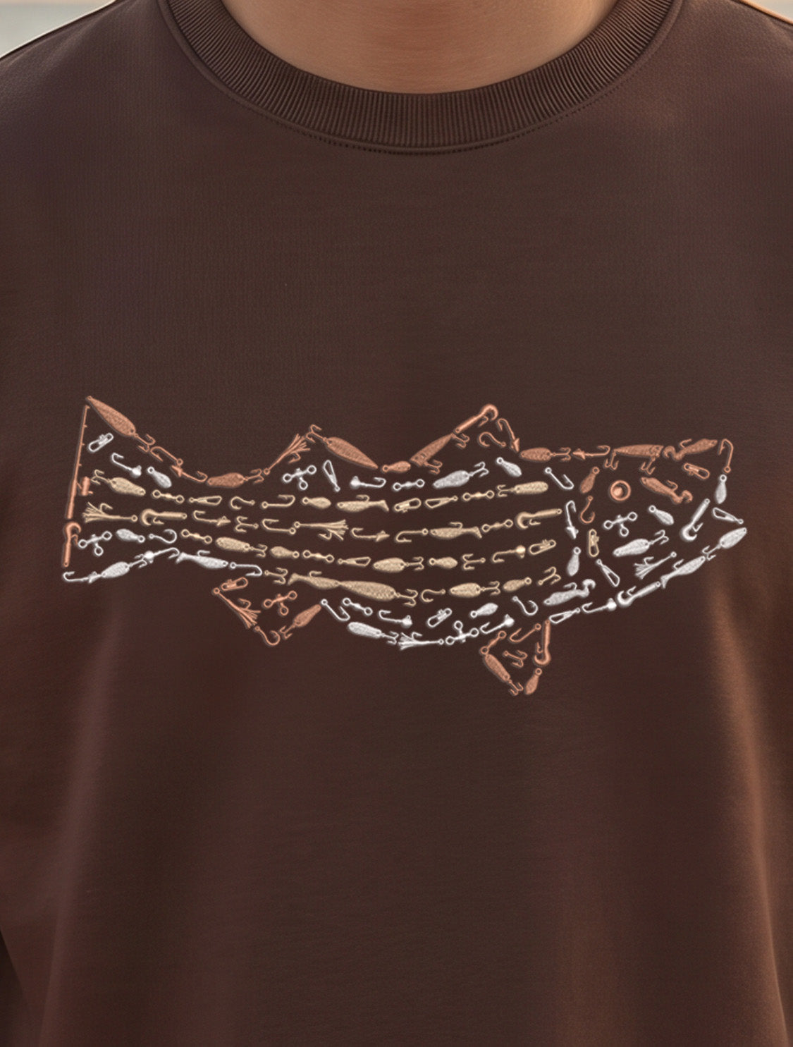 Premium Embroidered Relaxed Crewneck Striped Bass