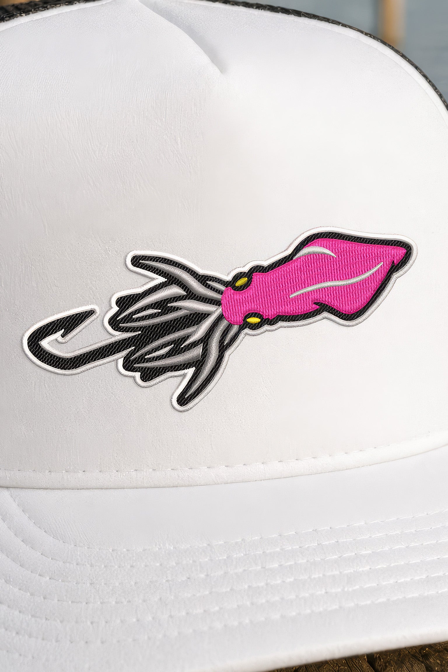 Embroidered Squid Lure Foam Front Trucker Hat
