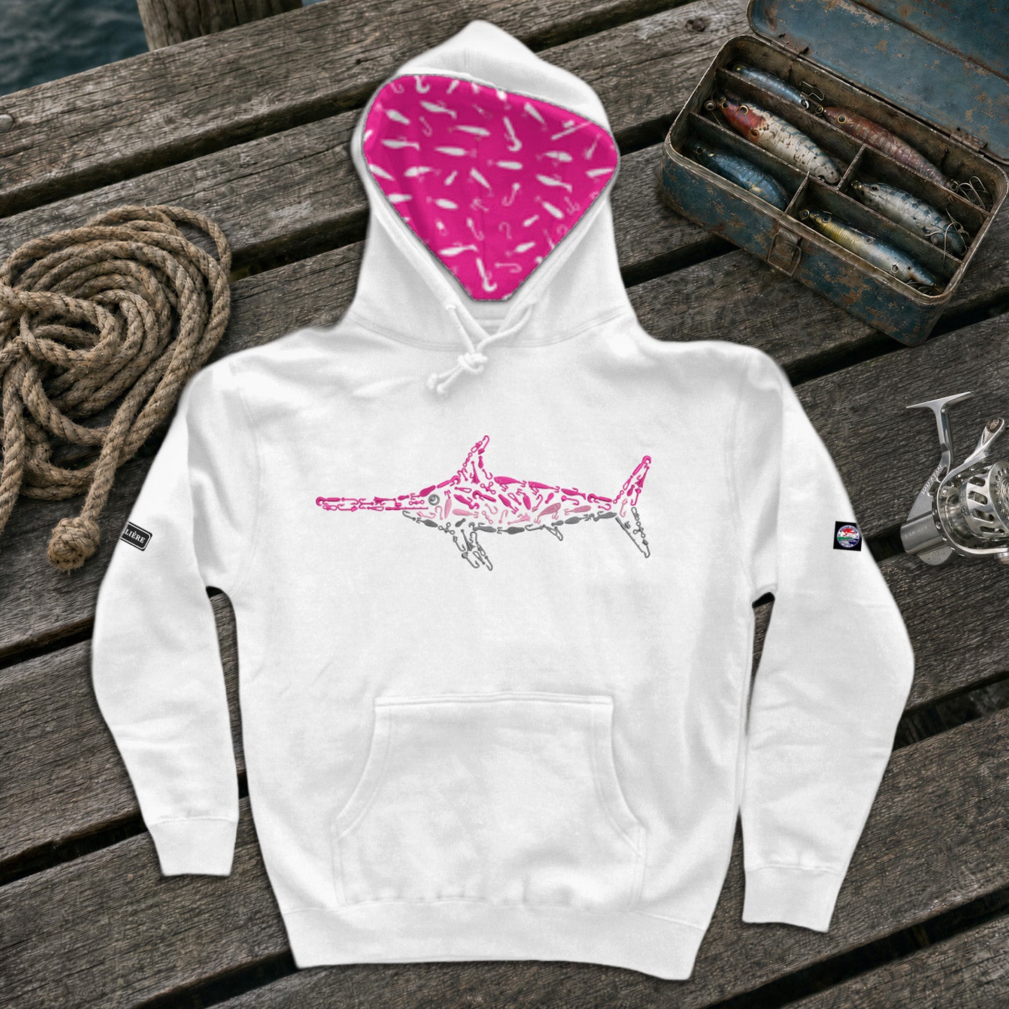 Montauk Edition Embroidered Pink Swordfish Hoodie