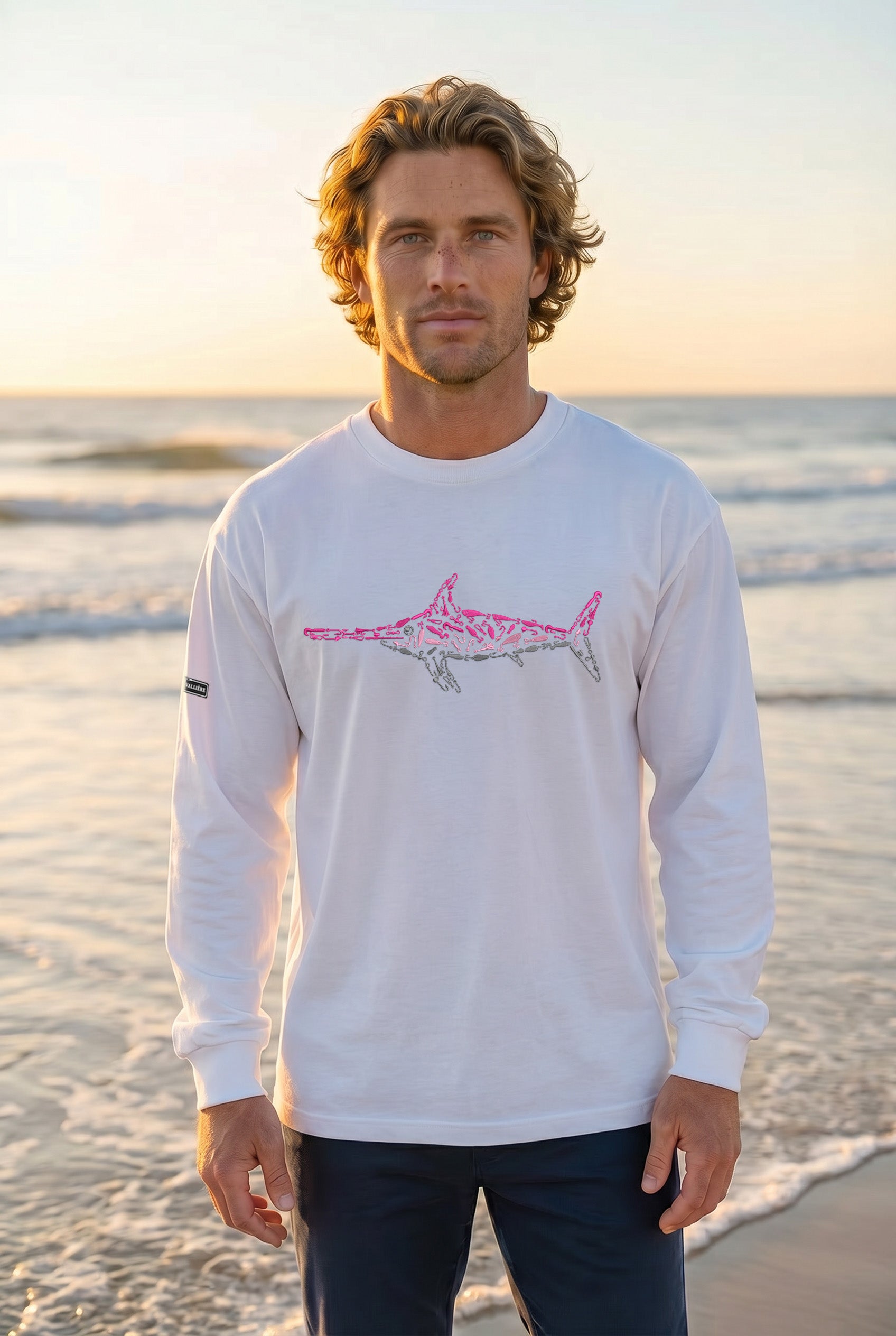 Premium Signature Long Sleeve Tee - Pink Swordfish