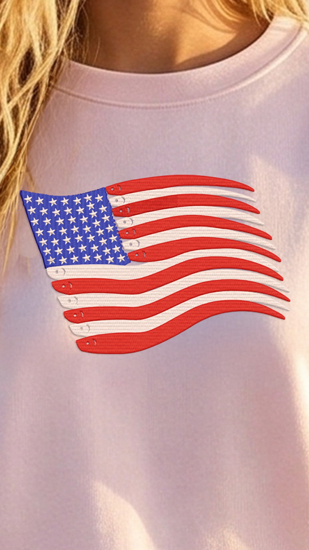 Women's Premium Embroidered American Flag Swimbait Edition Relaxed Crewneck
