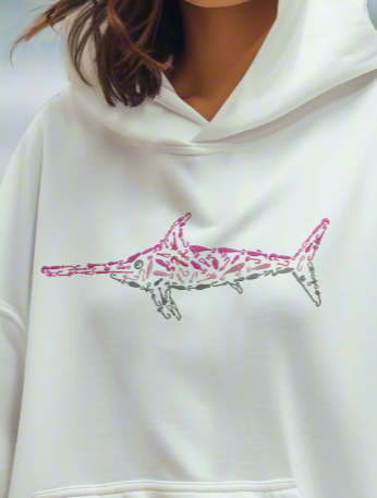 ESSENTIALS PINK SWORDFISH GRAPHIC PRINT HOODIE