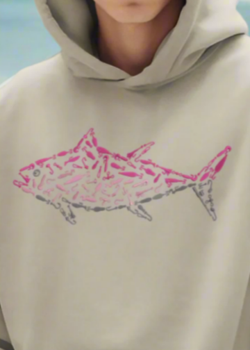 PREMIUM EMBROIDERED PINK TUNA RELAXED HOODIE