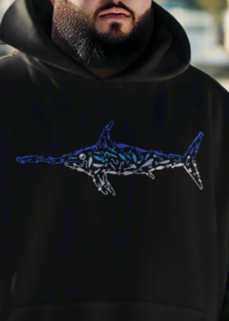 PREMIUM EMBROIDERED SWORDFISH RELAXED HOODIE